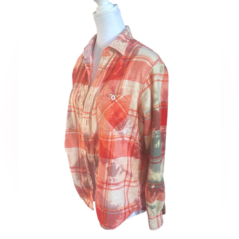 Upcycled DIY Custom Bleached Flannel Shirt size Medium (F60) - Picture 3 of 5